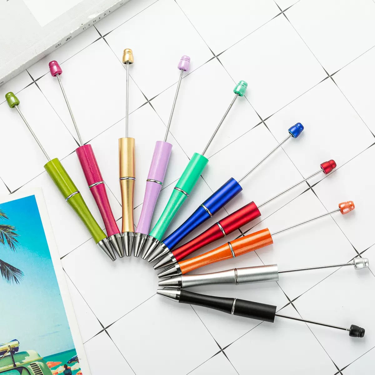 05--10PCS A bag DIY handmade bead pens, plastic ballpoint pens