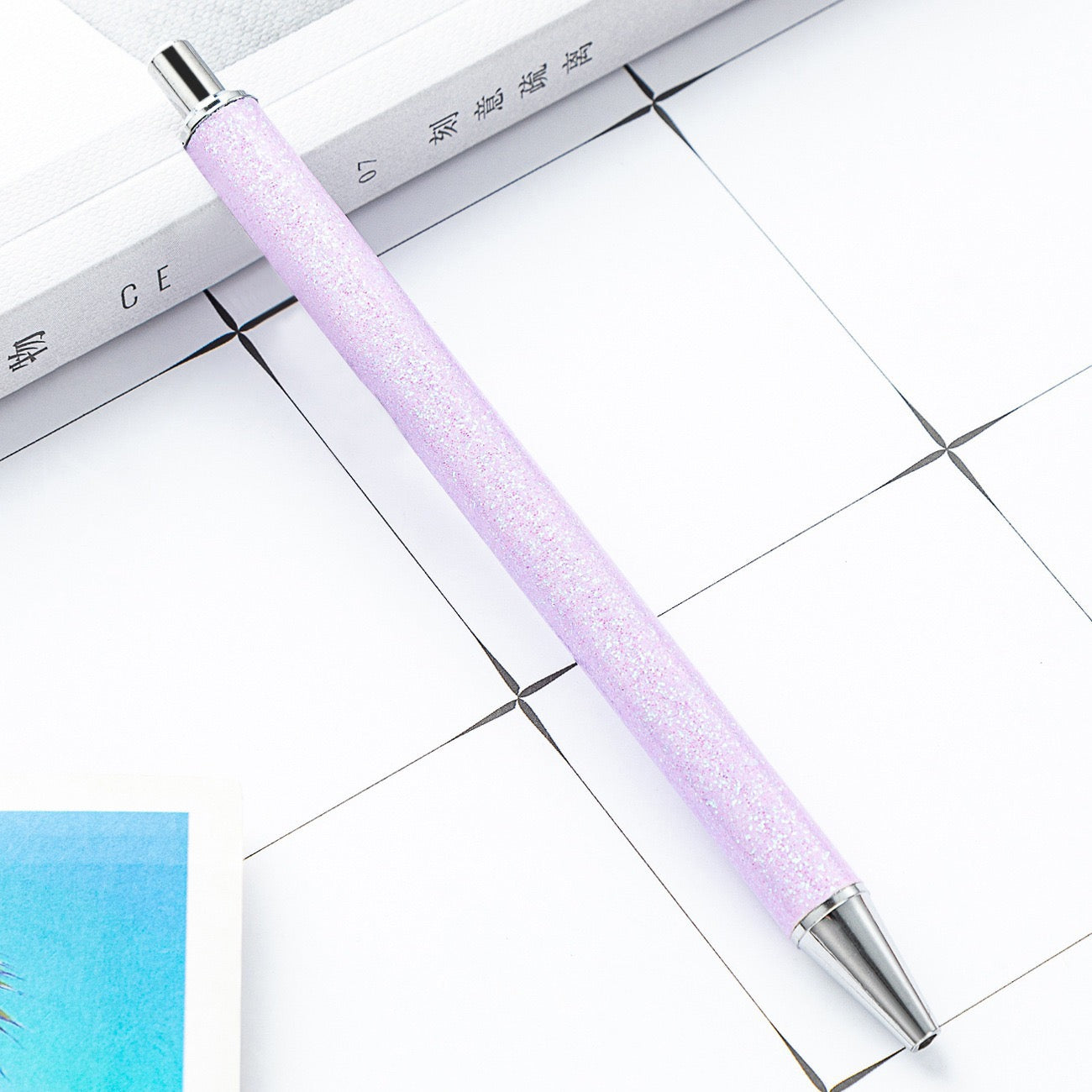 Glitter press-to-release metal ballpoint pen(8PCS)
