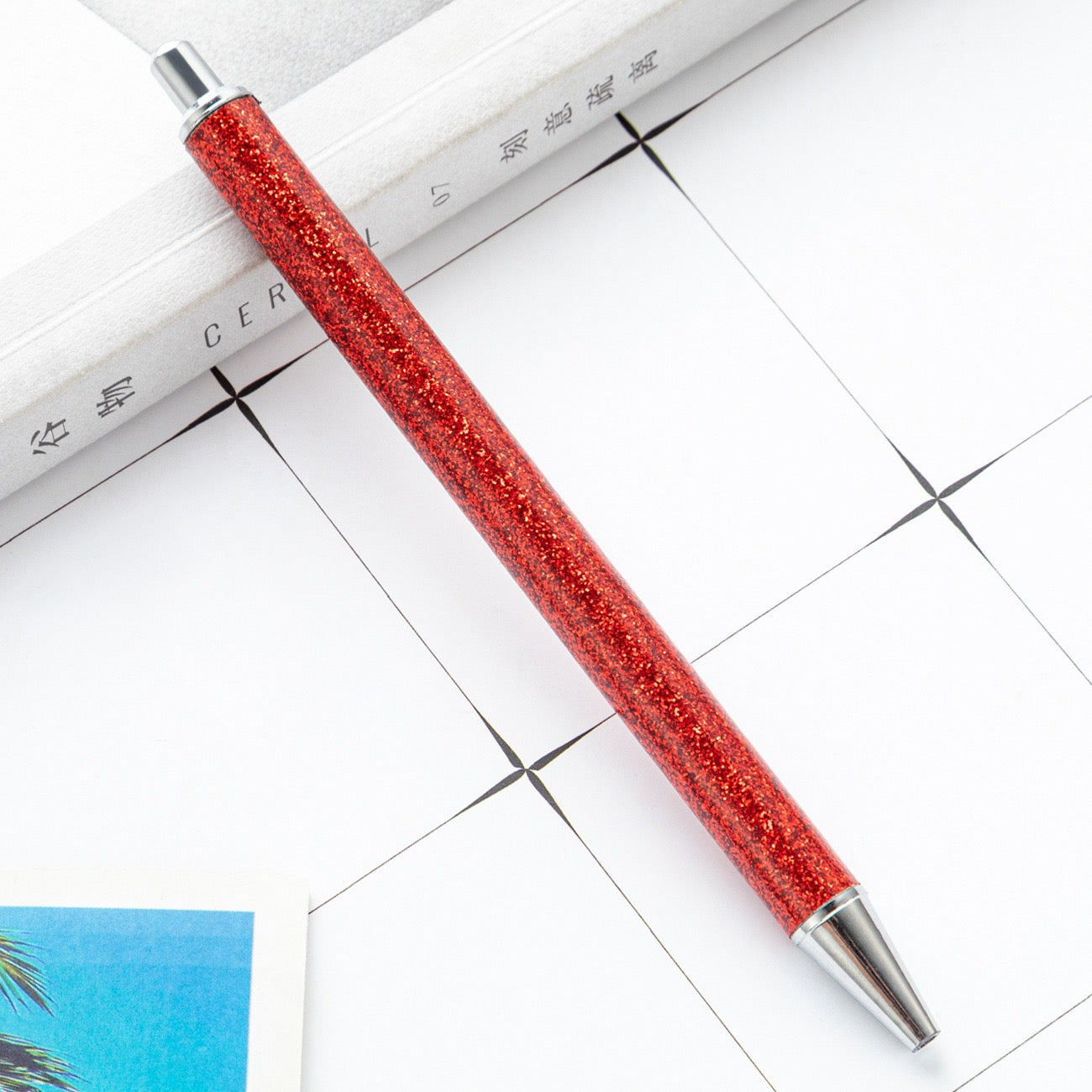 Glitter press-to-release metal ballpoint pen（8PCS）