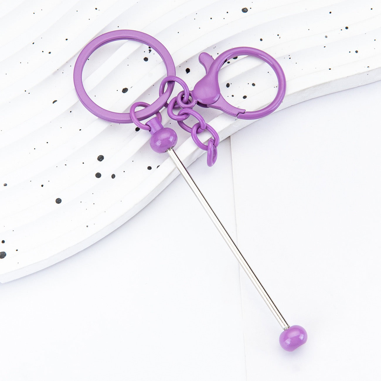 Beadable metal, colored keychain（6PCS）