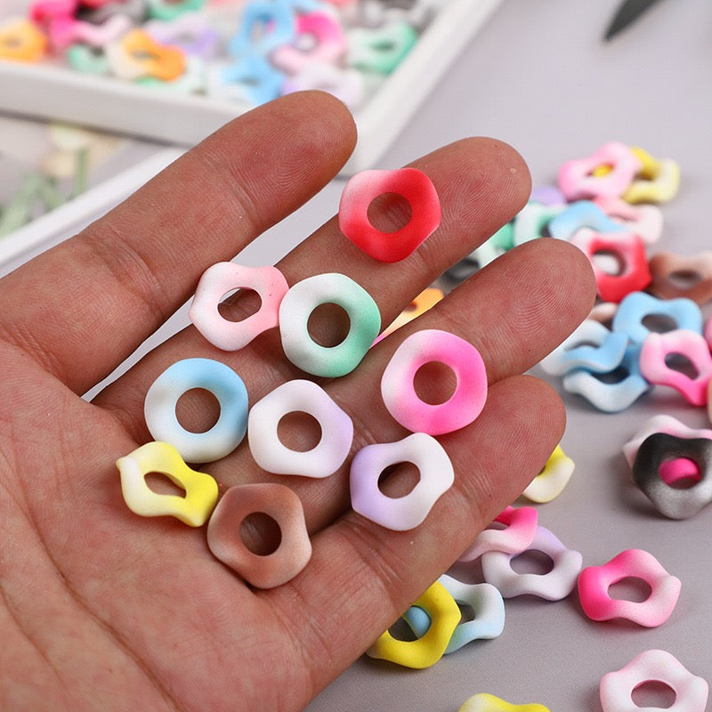 Mix Hexagonal hand-feel paint macaron color series wave spacer（60PCS）