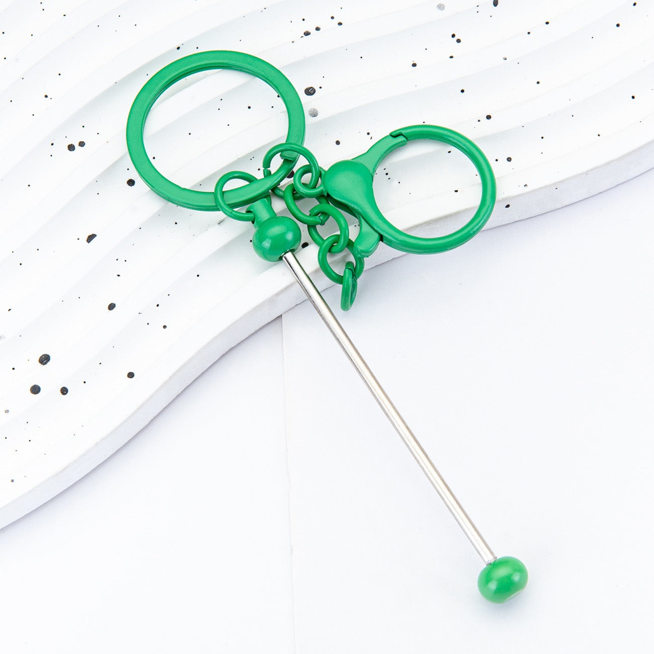 Beadable metal, colored keychain（6PCS）