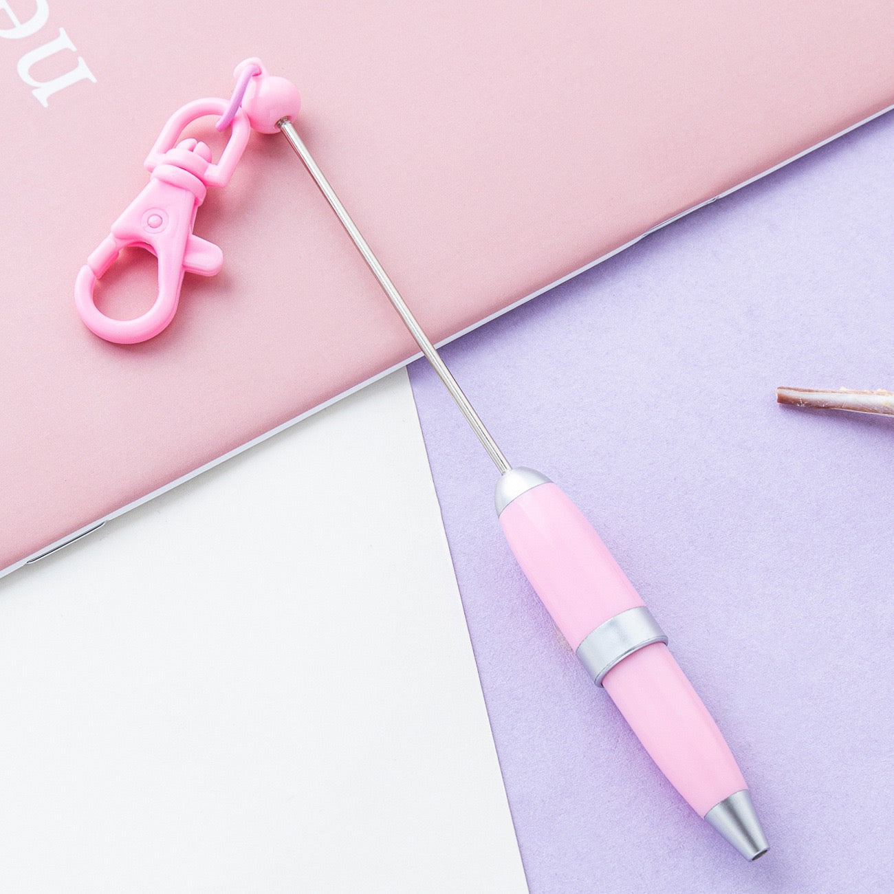Beaded candy-colored keychain ballpoint pen（6PCS）