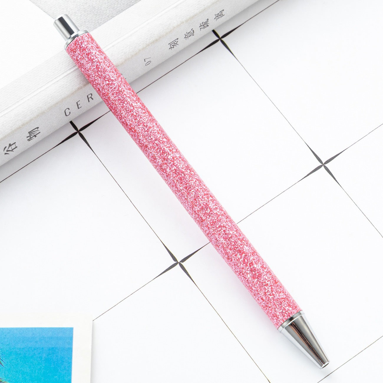 Glitter press-to-release metal ballpoint pen（8PCS）
