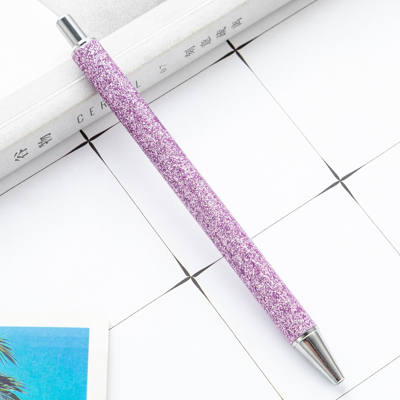 Glitter press-to-release metal ballpoint pen（8PCS）