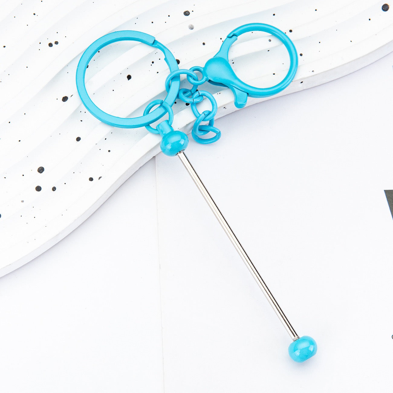 Beadable metal, colored keychain（6PCS）