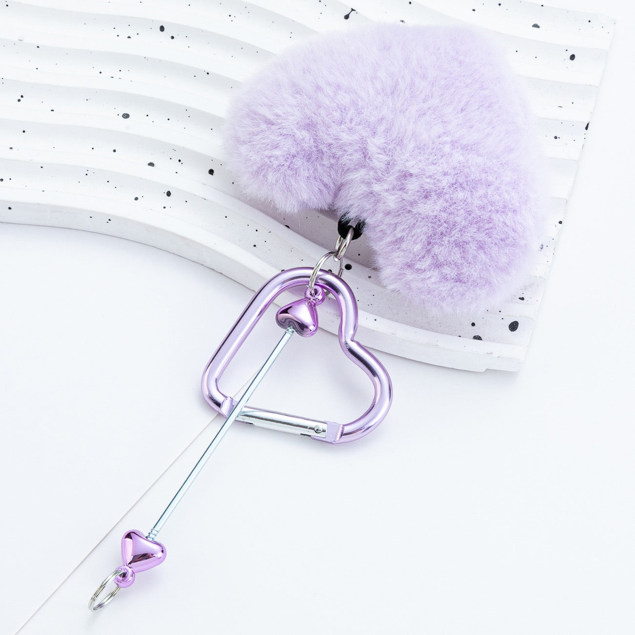 Bead-decorated plush heart-shaped climbing buckle（5PCS）