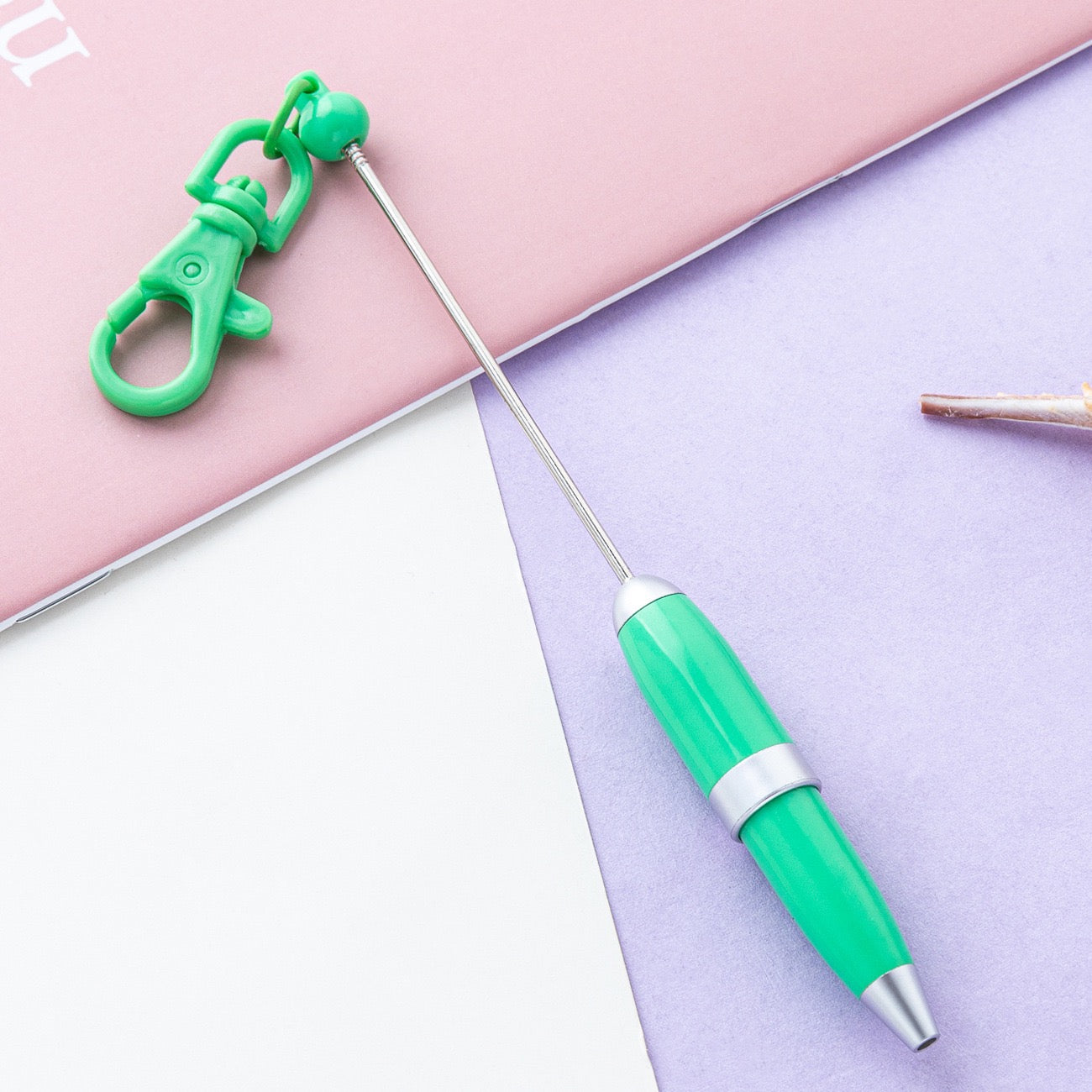 Beaded candy-colored keychain ballpoint pen（6PCS）