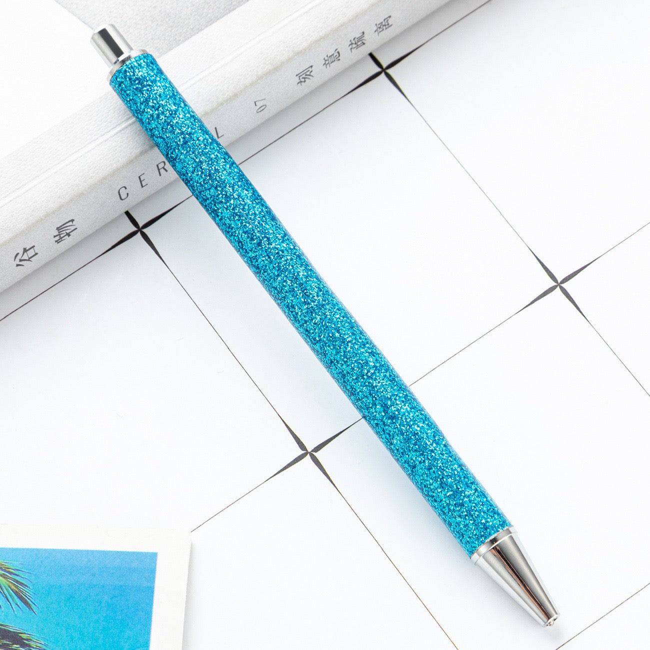 Glitter press-to-release metal ballpoint pen（8PCS）