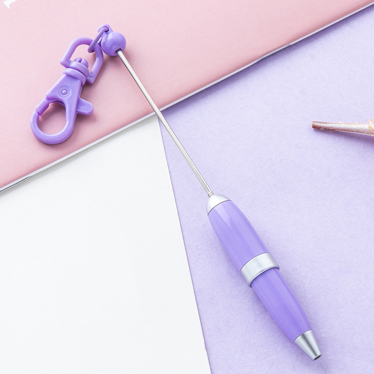 Beaded candy-colored keychain ballpoint pen（6PCS）