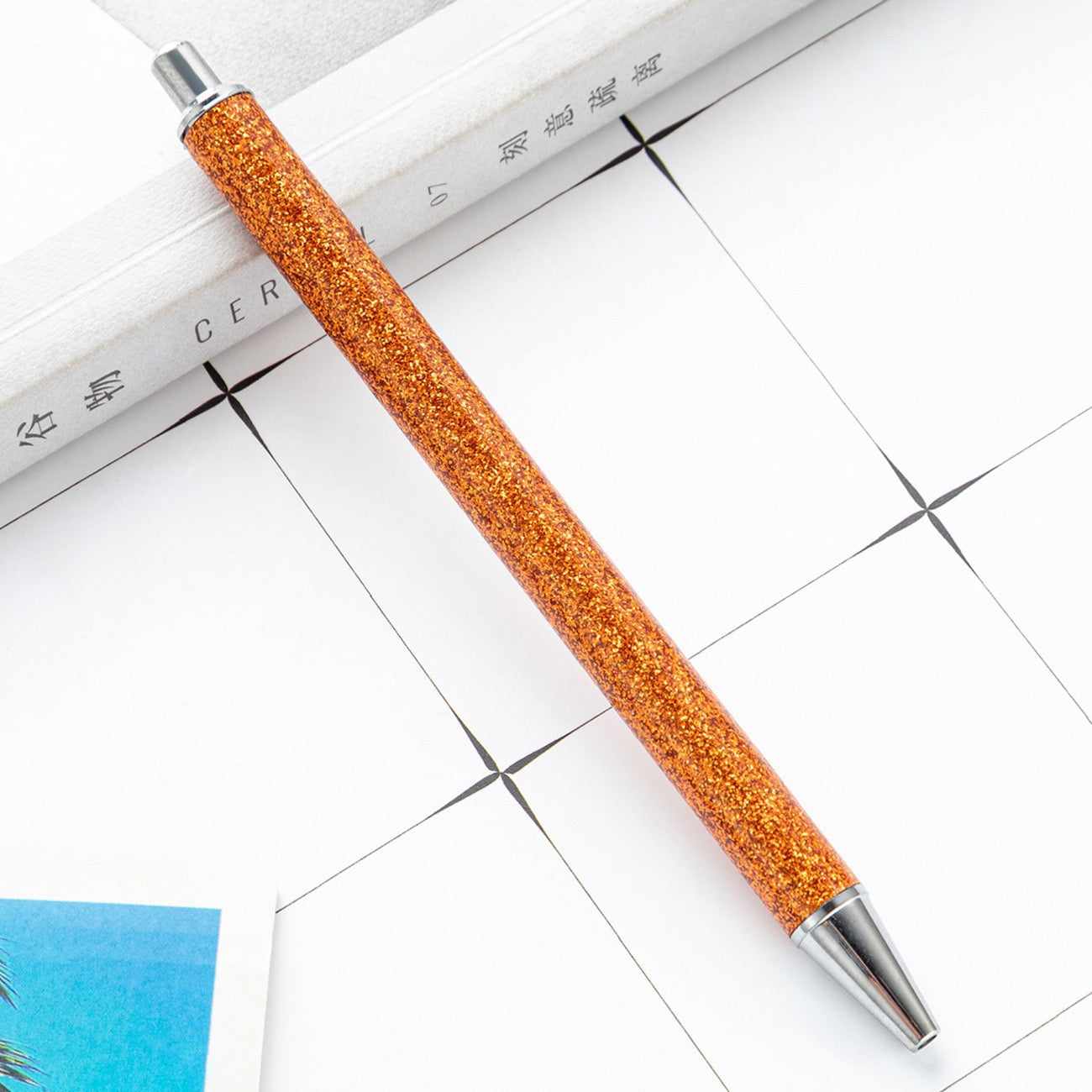Glitter press-to-release metal ballpoint pen（8PCS）