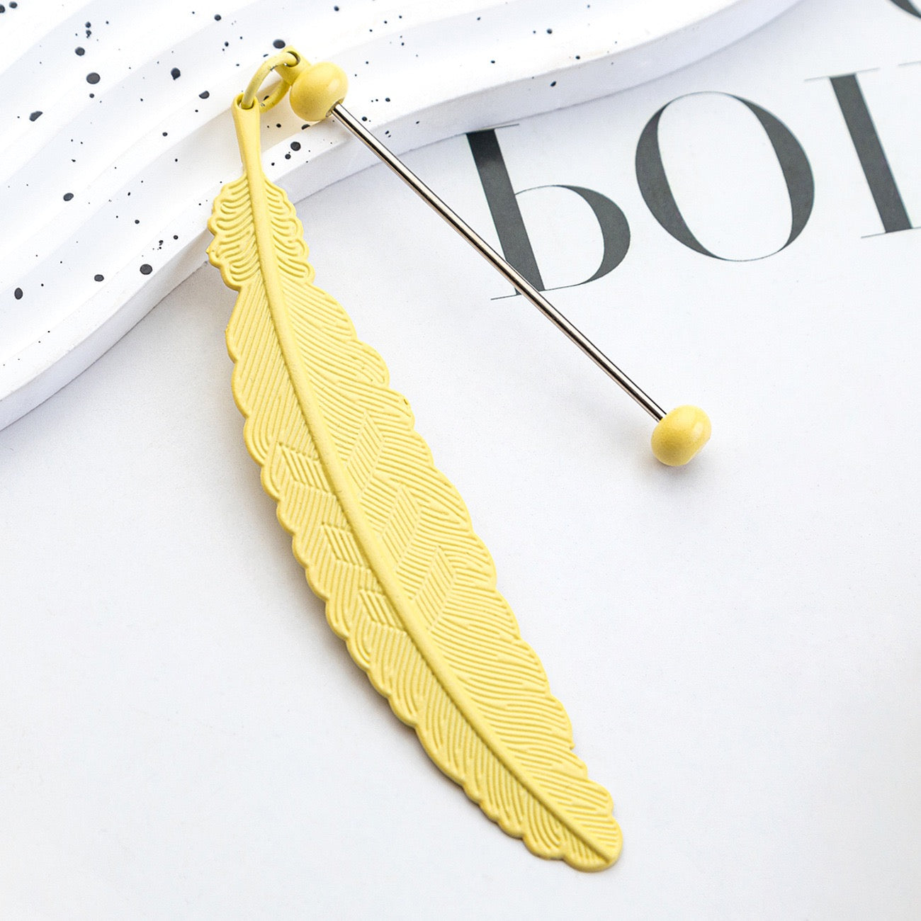 Handmade beaded metal feather bookmark（4PCS）