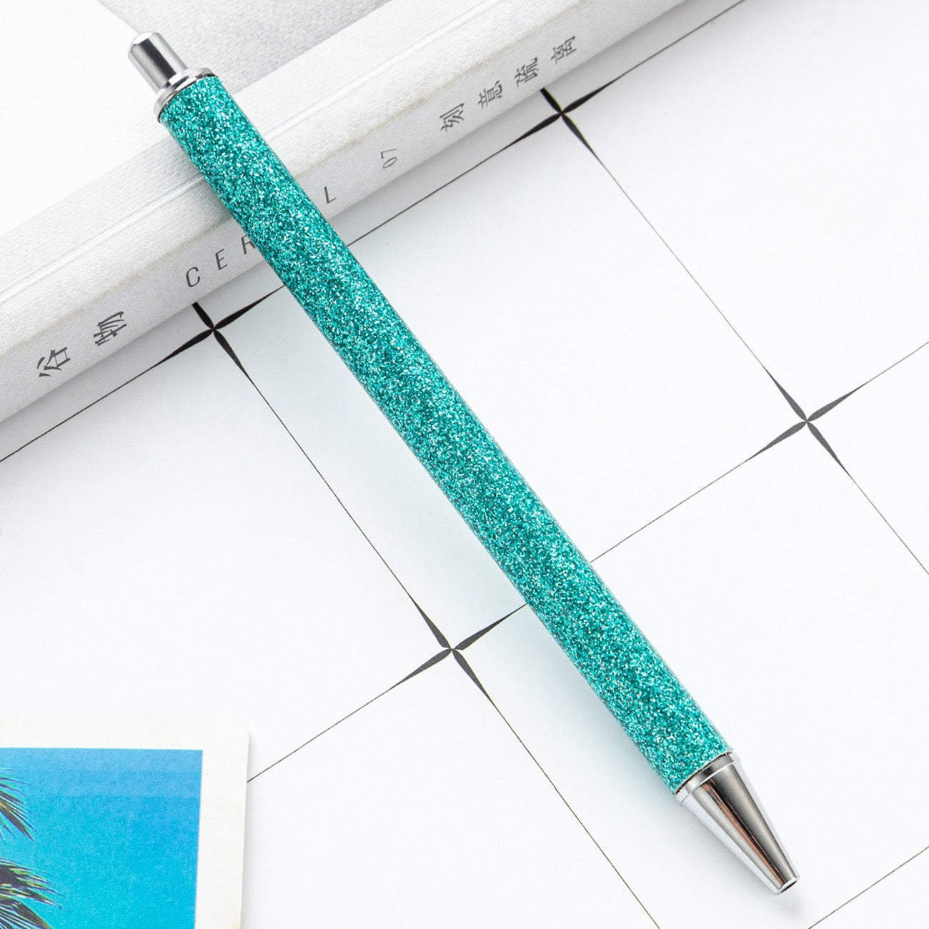 Glitter press-to-release metal ballpoint pen（8PCS）