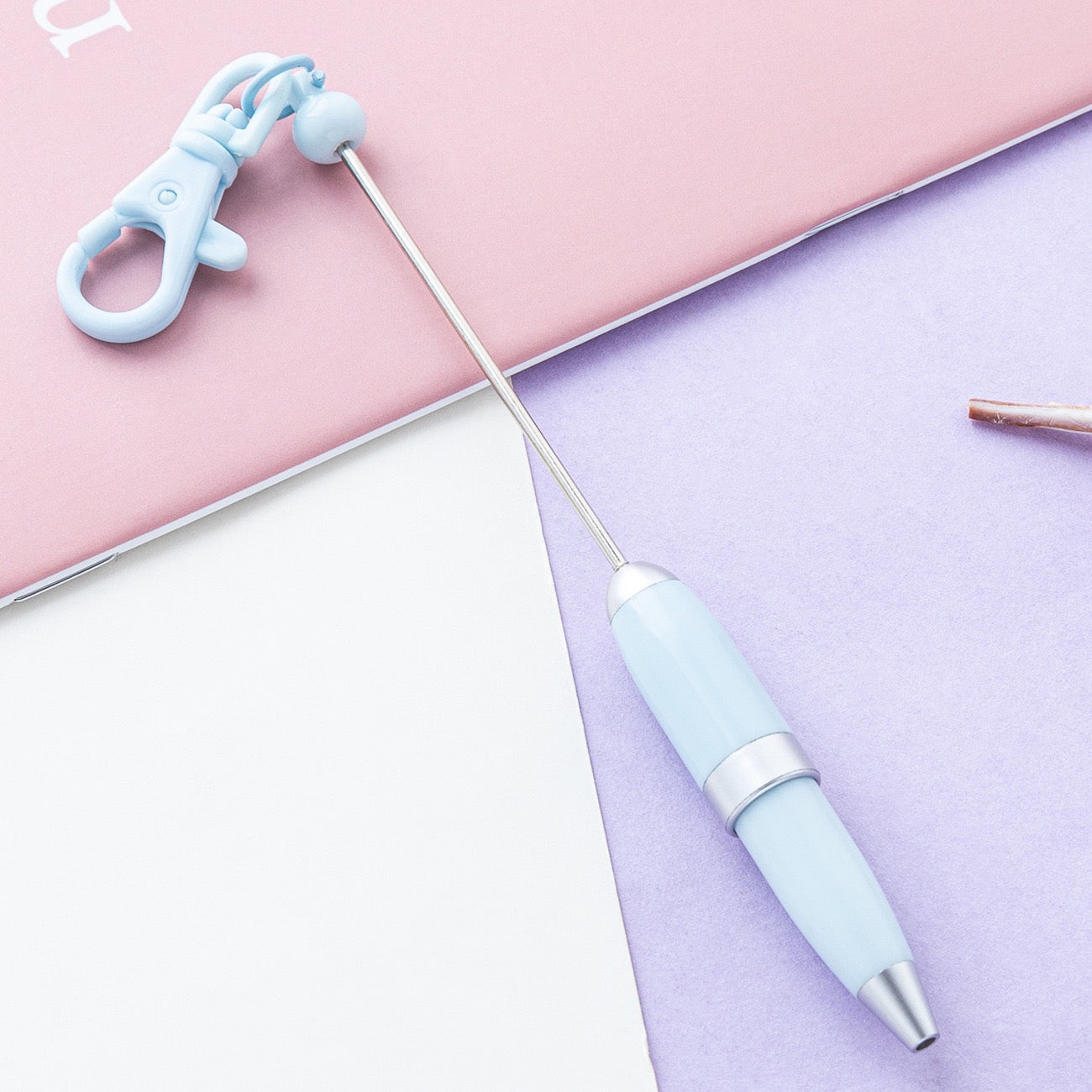 Beaded candy-colored keychain ballpoint pen（6PCS）