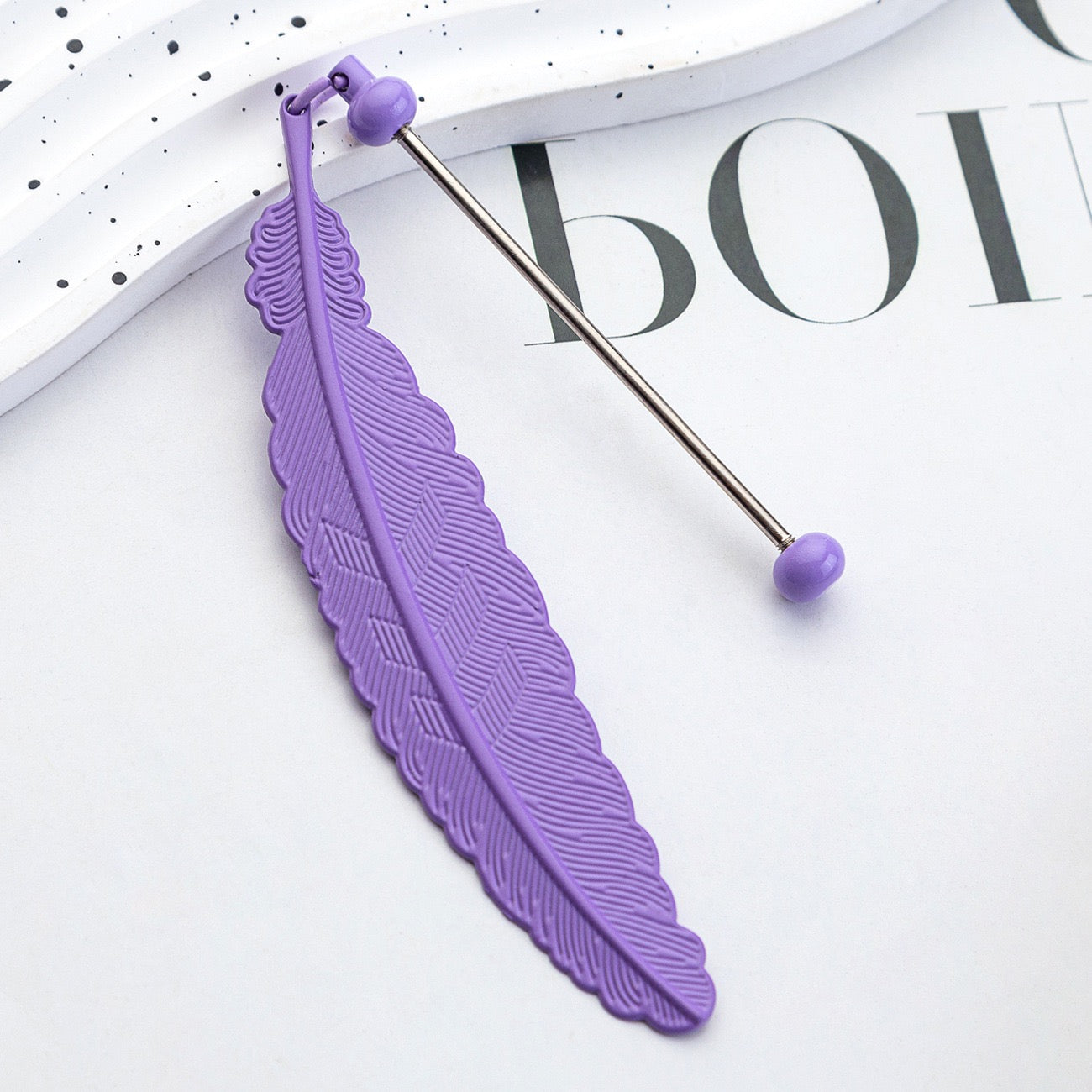 Handmade beaded metal feather bookmark（4PCS）