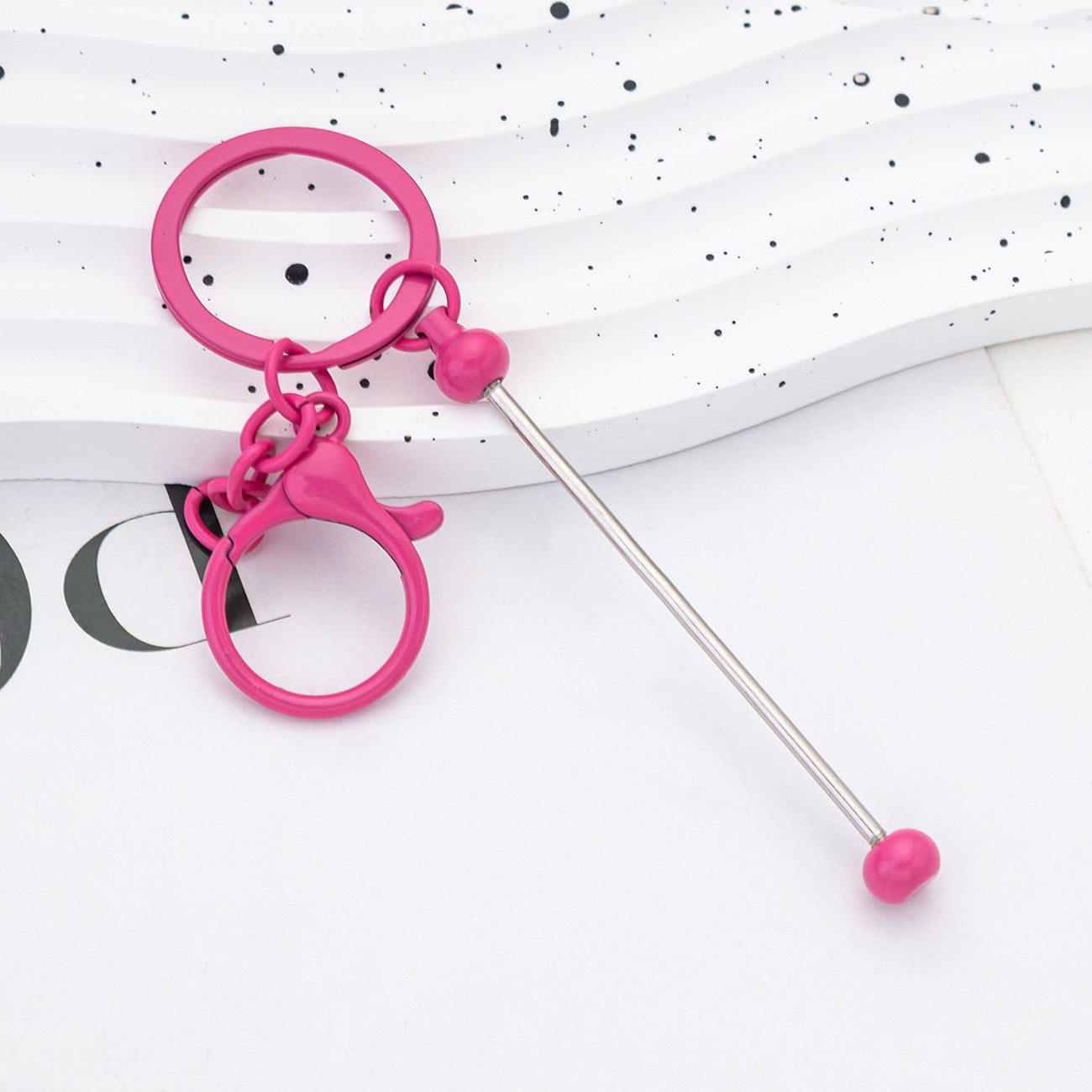 Beadable metal, colored keychain（6PCS）