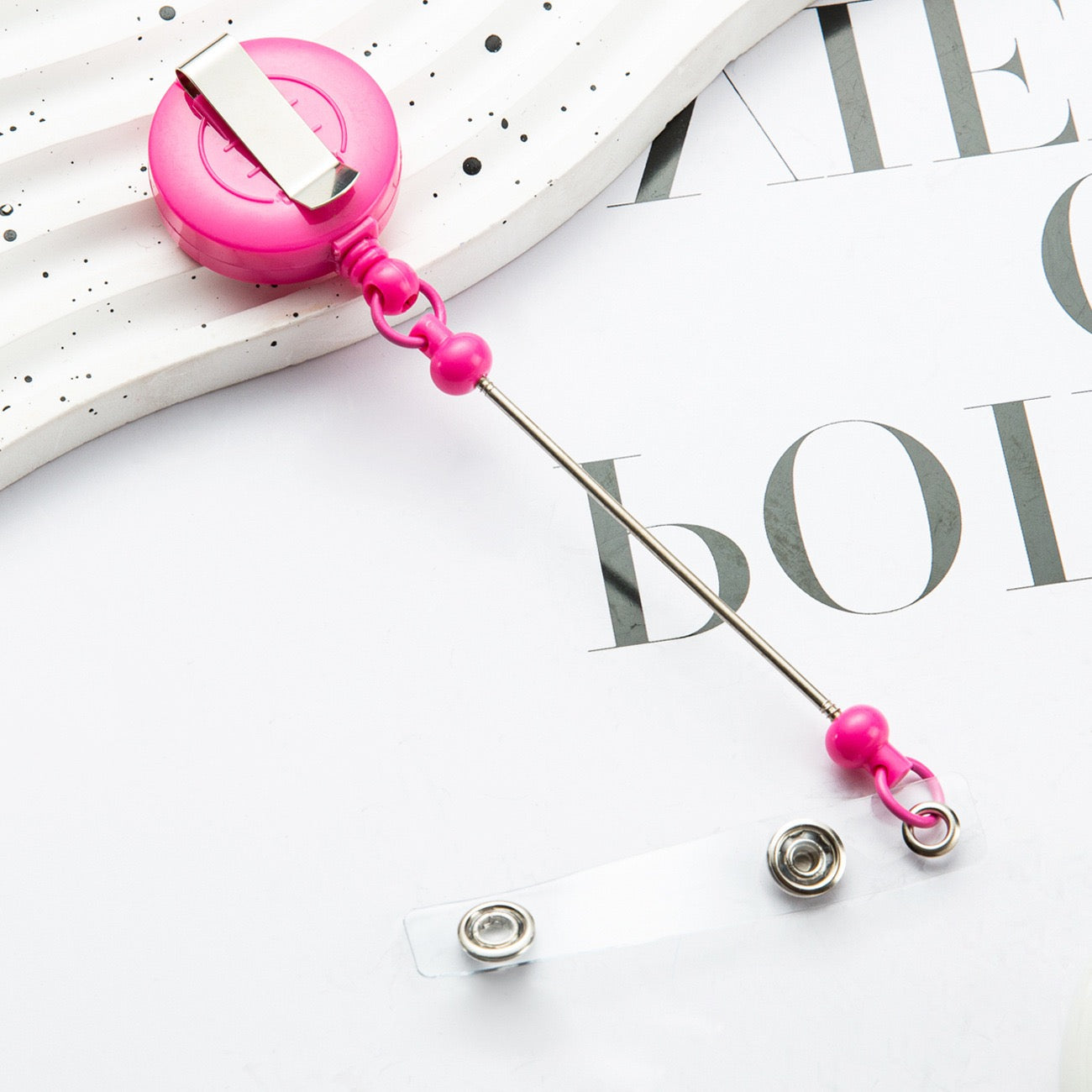 16-Beadable multi-colored badge reel（8PCS）