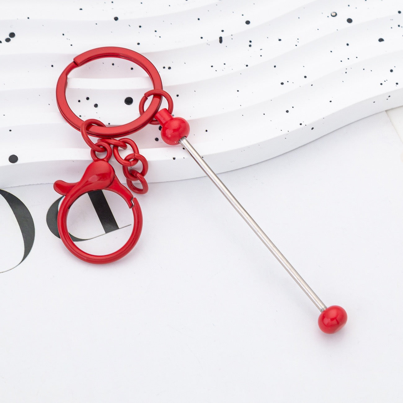 Beadable metal, colored keychain（6PCS）
