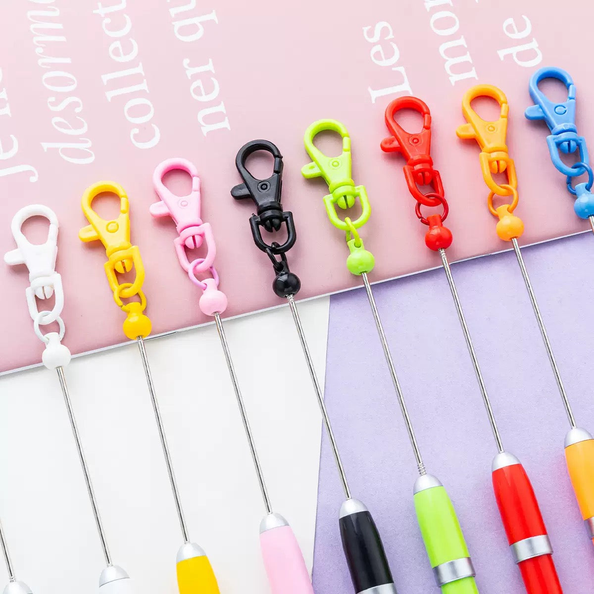 Beaded candy-colored keychain ballpoint pen（6PCS）