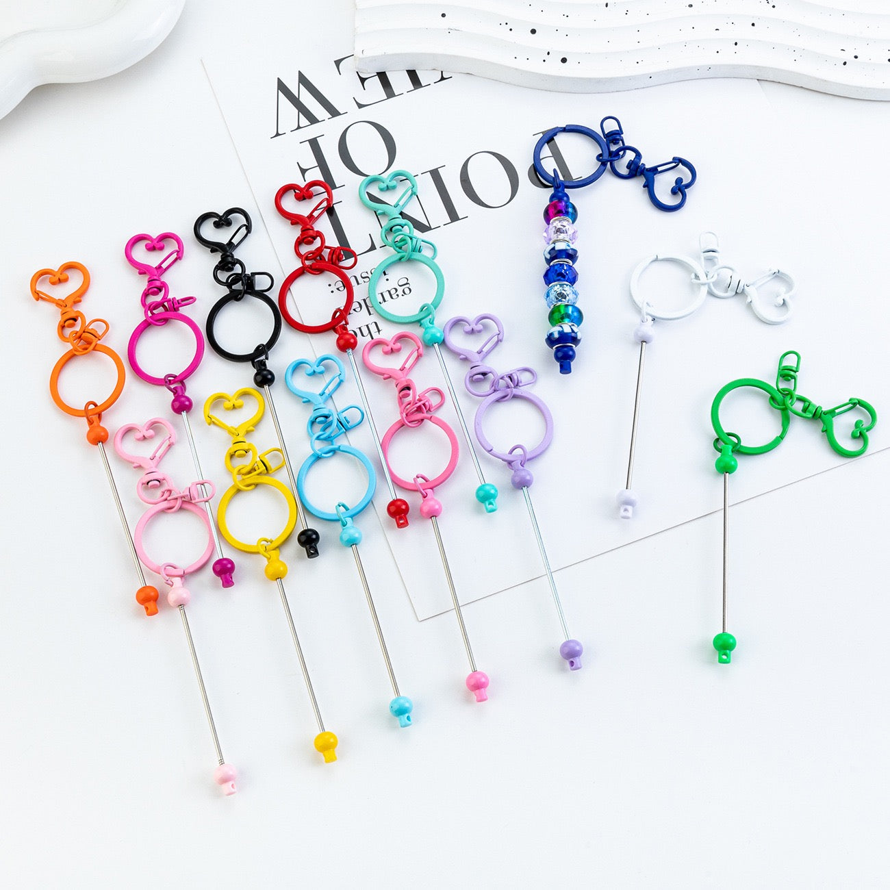 Beaded heart keychain pendant（6PCS ）