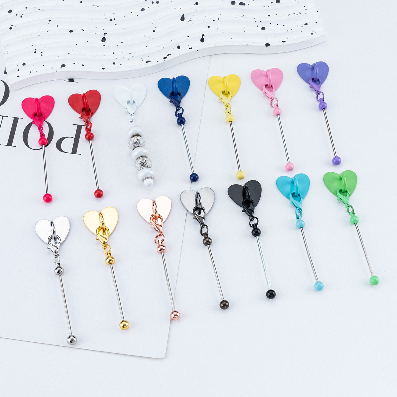 Beaded heart-shaped patch hook pendant（6PCS ）