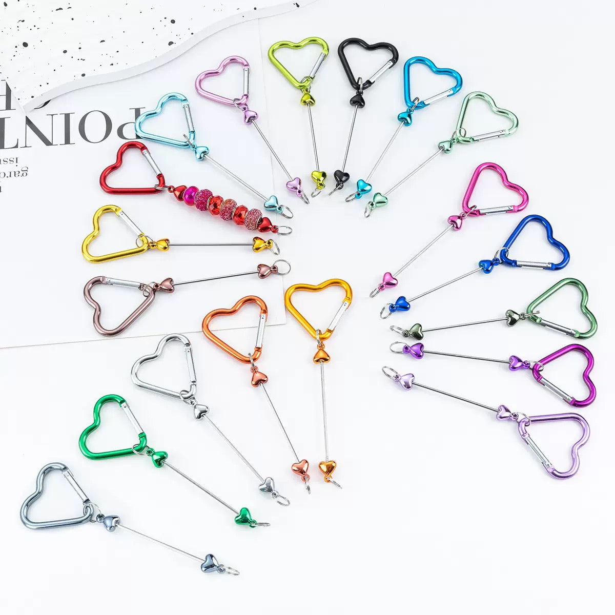 Beaded heart-shaped metal climbing buckle（6PCS）
