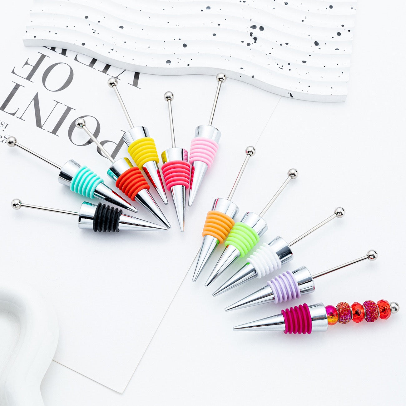 Beadable silicone alloy wine stopper（3PCS）