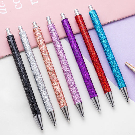 Glitter press-to-release metal ballpoint pen（8PCS）