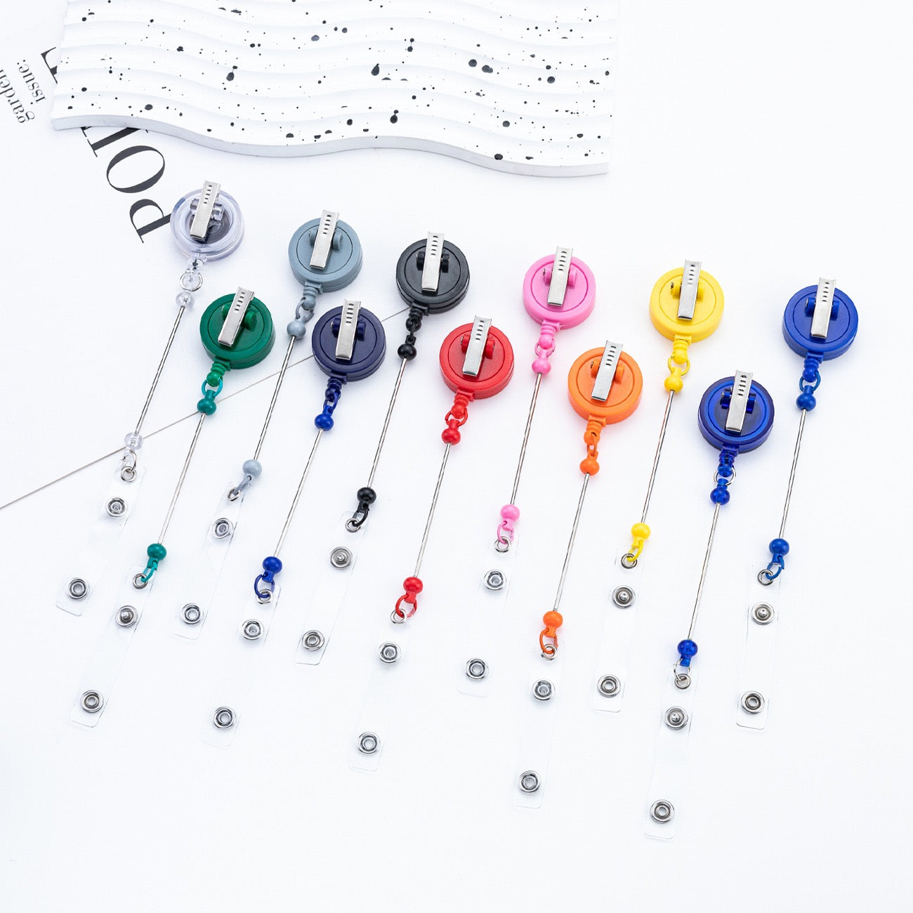 Bead-compatible rotating clip with telescopic easy-pull buckle（6PCS）