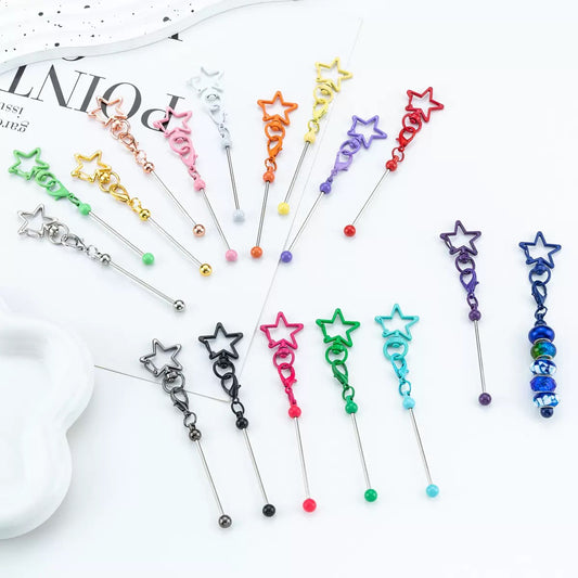 Beaded five-pointed star shaped keychain（6PCS）
