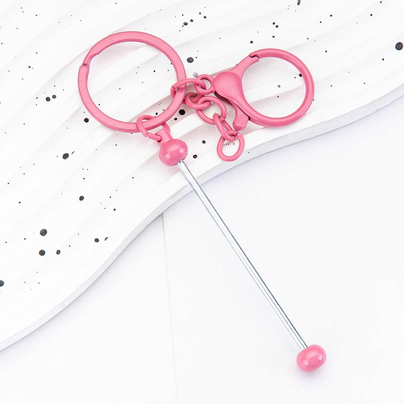Beadable metal, colored keychain（6PCS）