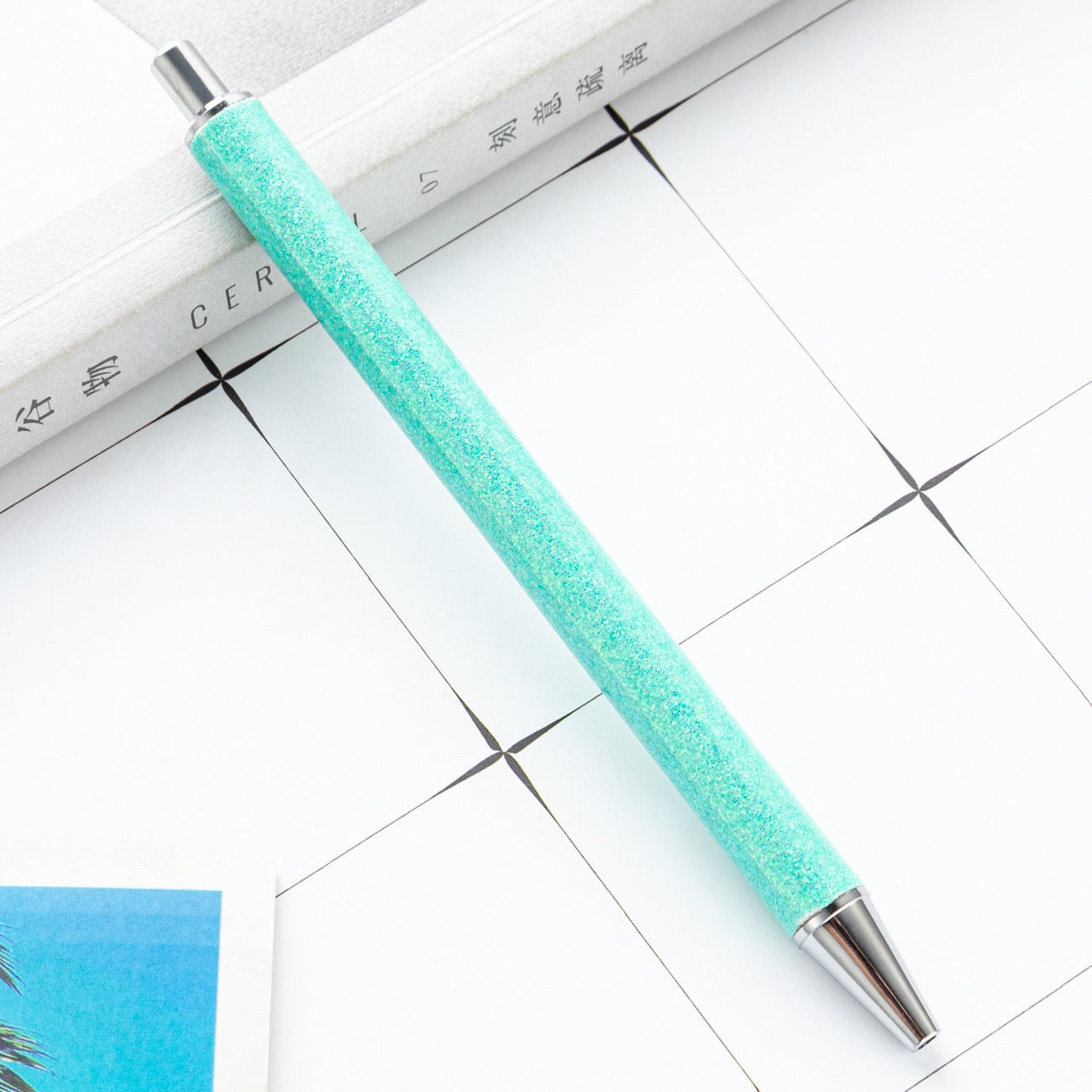 Glitter press-to-release metal ballpoint pen（8PCS）