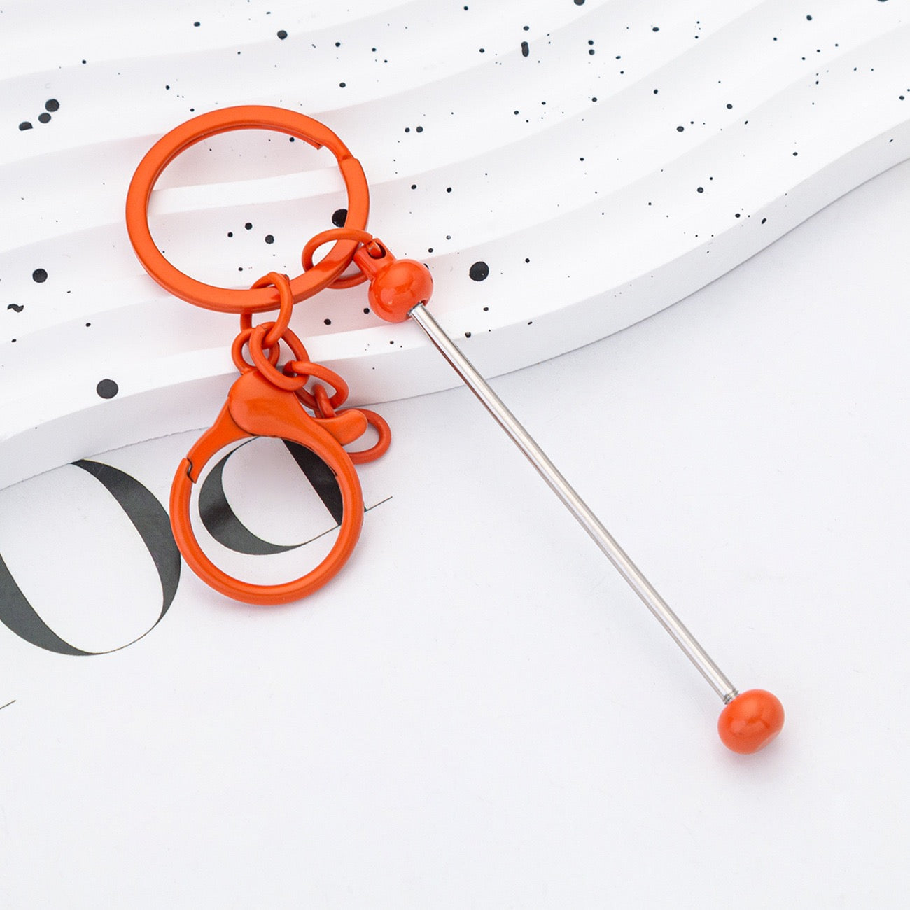 Beadable metal, colored keychain（6PCS）