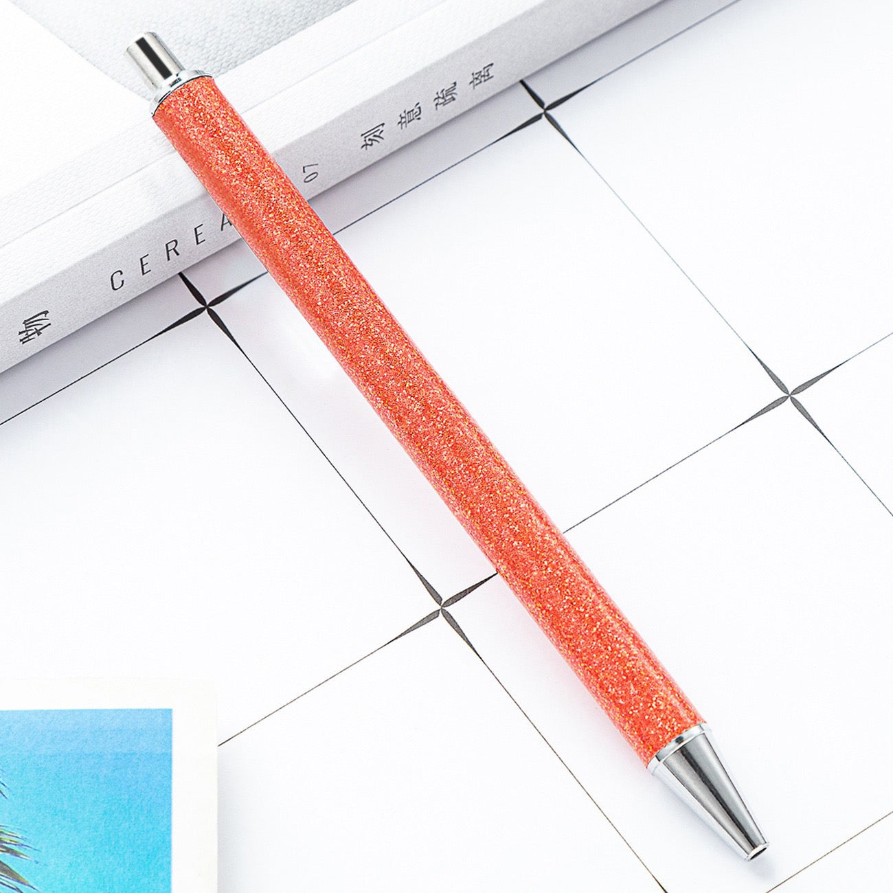 Glitter press-to-release metal ballpoint pen（8PCS）