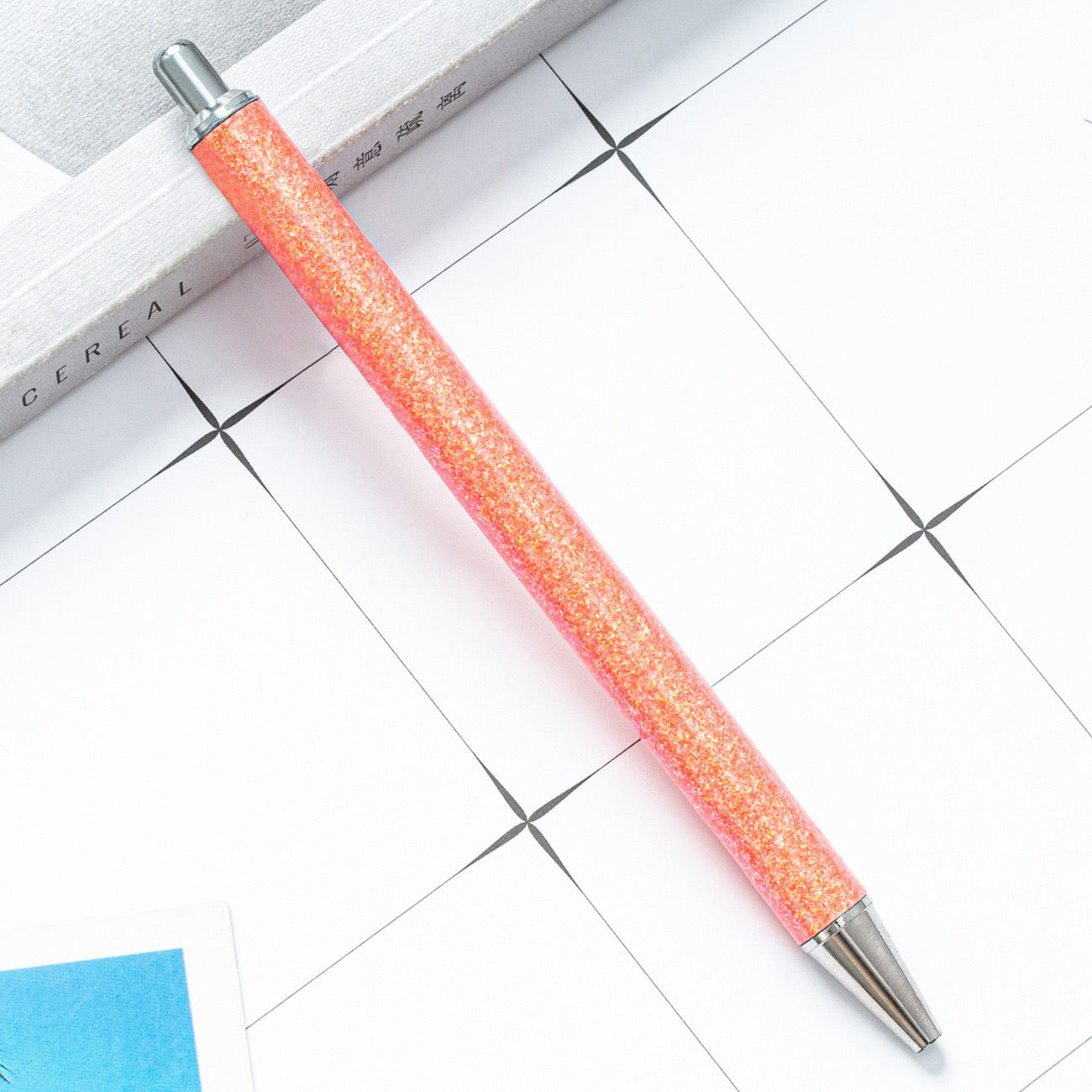 Glitter press-to-release metal ballpoint pen（8PCS）