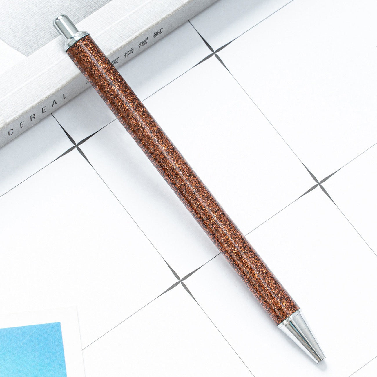 Glitter press-to-release metal ballpoint pen（8PCS）