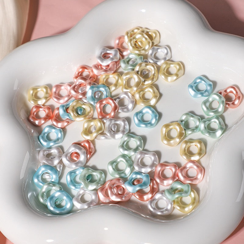 Mix Hexagonal hand-feel paint macaron color series wave spacer（60PCS）