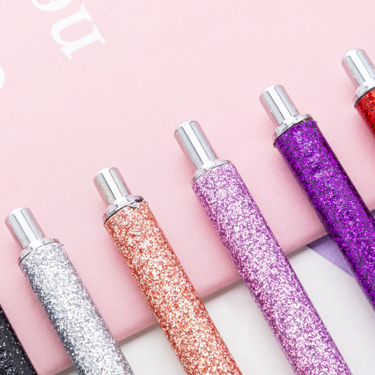 Glitter press-to-release metal ballpoint pen（8PCS）