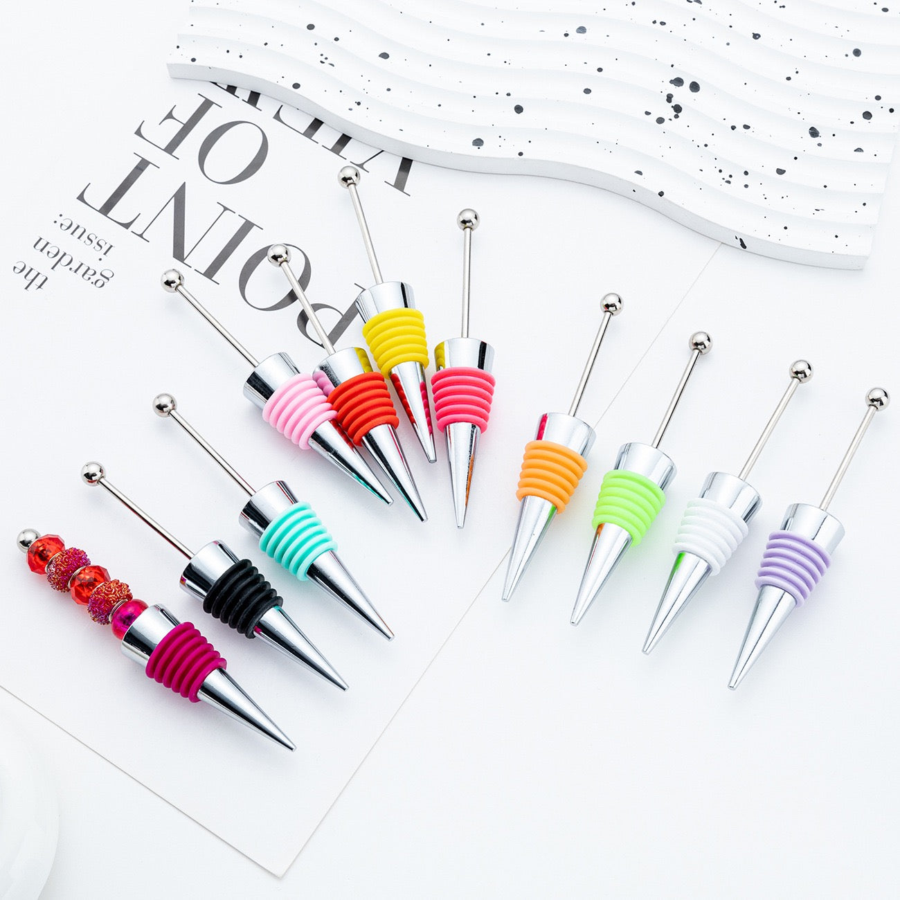 Beadable silicone alloy wine stopper（3PCS）