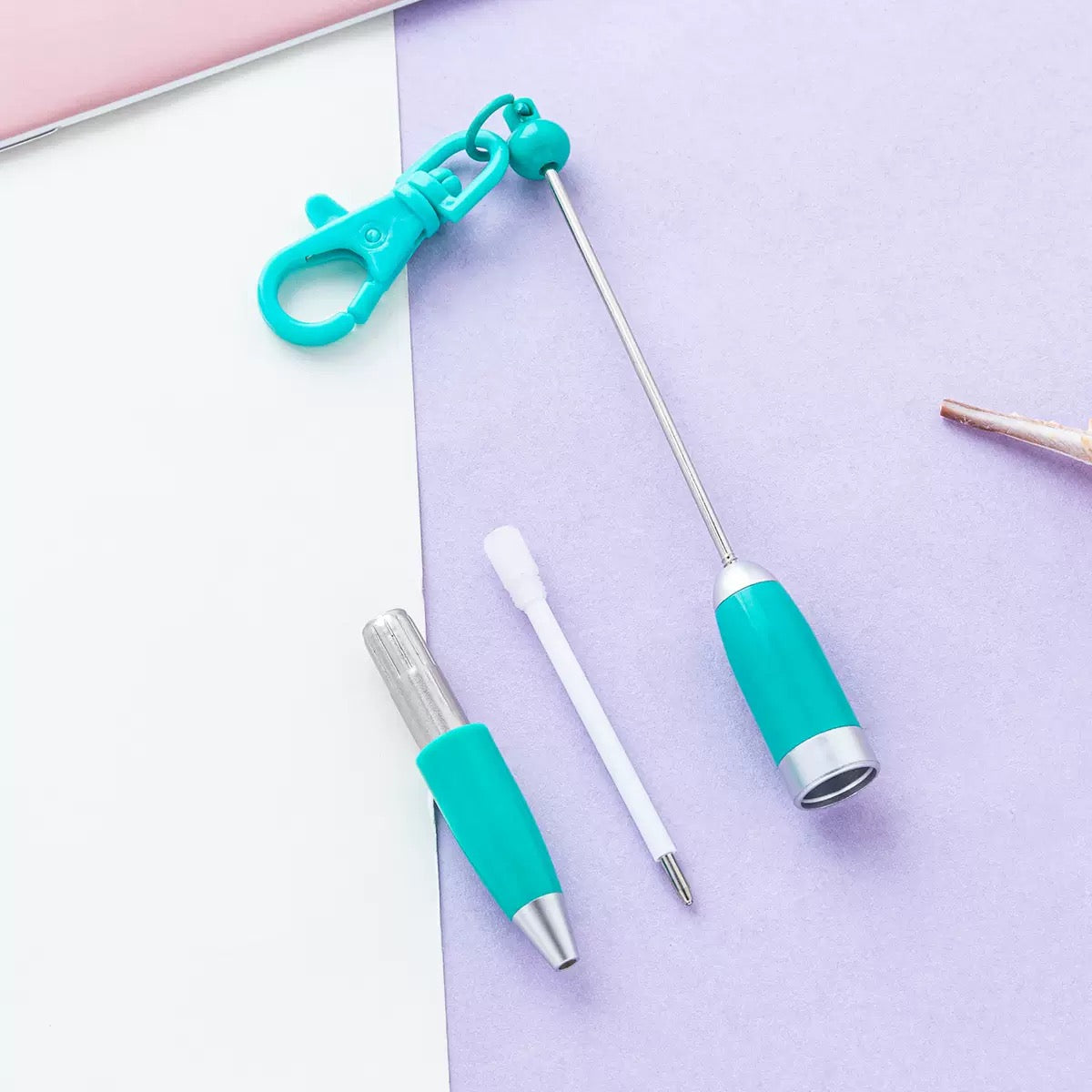 Beaded candy-colored keychain ballpoint pen（6PCS）
