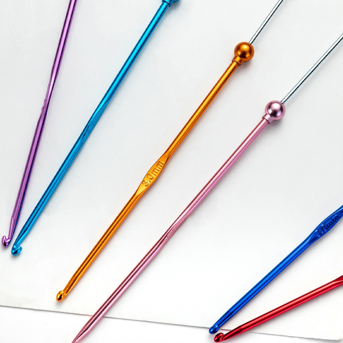 17-6MM Beadable metal color aluminum crochet hooks（6PCS）