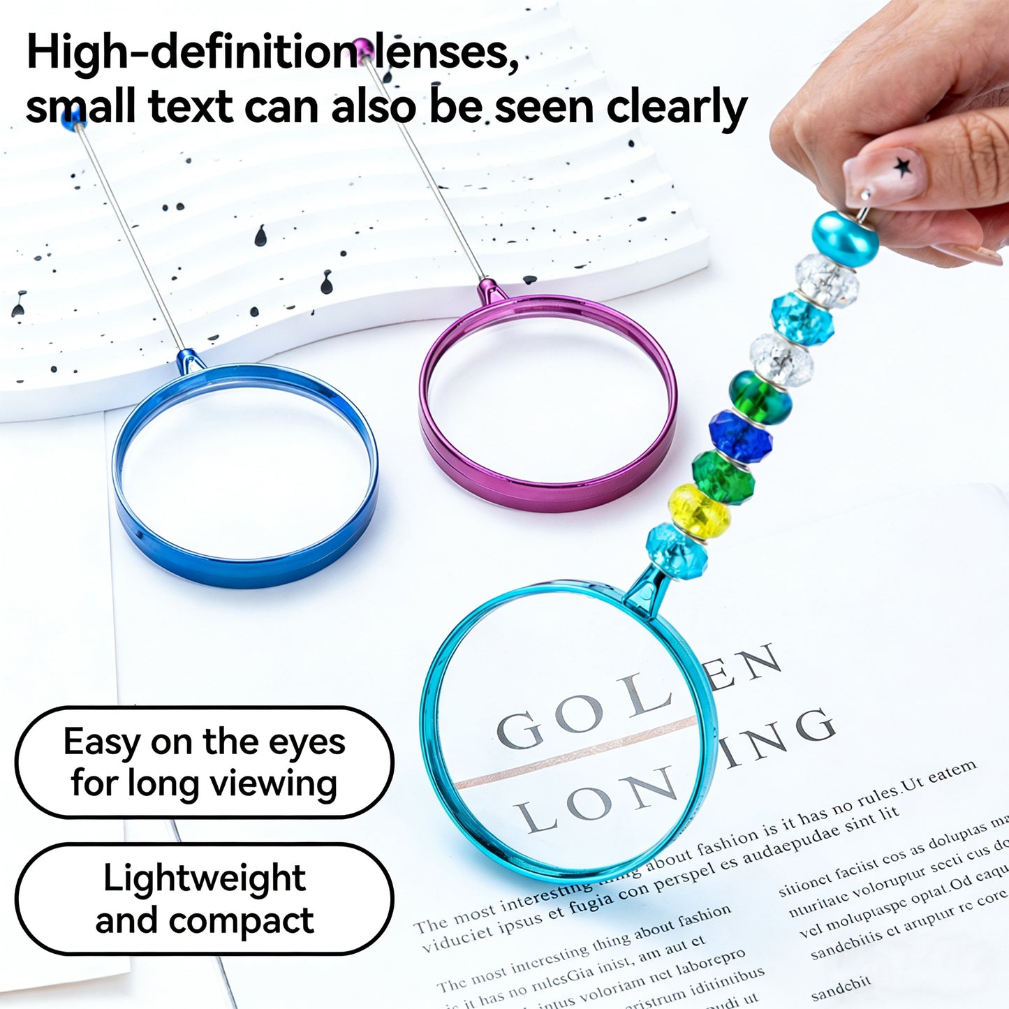 Bead-stringable high-definition handheld magnifier（4PCS）