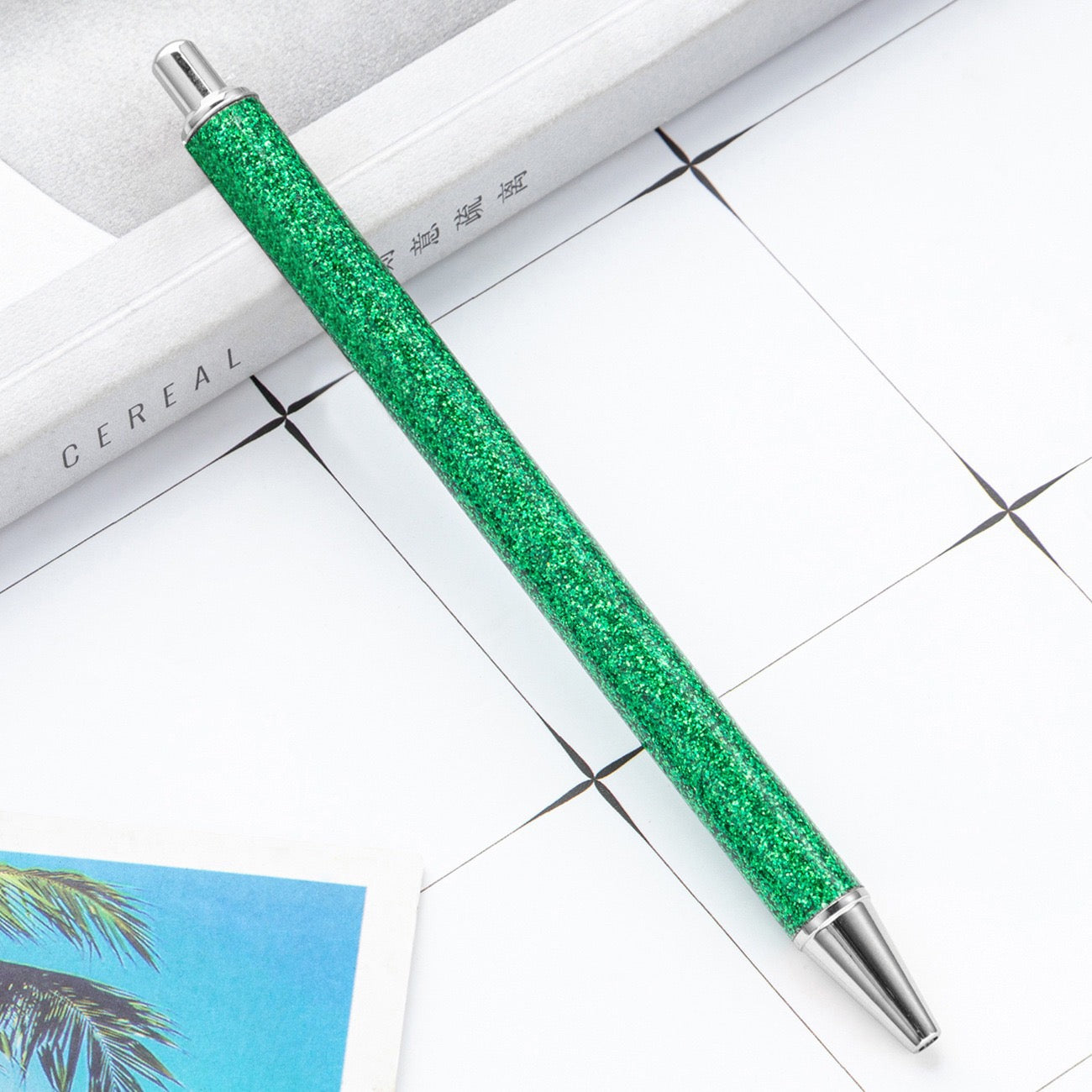 Glitter press-to-release metal ballpoint pen（8PCS）