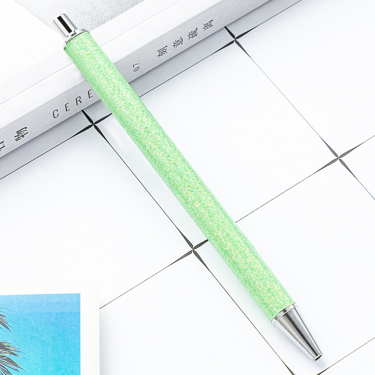 Glitter press-to-release metal ballpoint pen（8PCS）