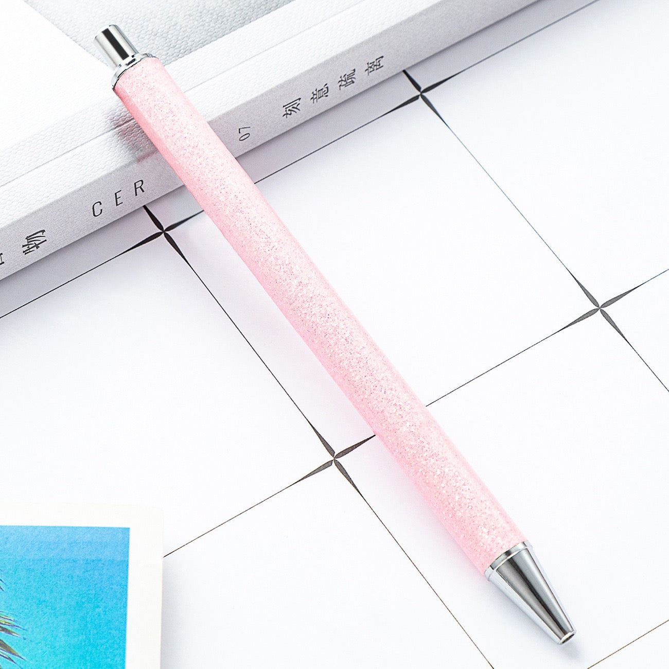 Glitter press-to-release metal ballpoint pen（8PCS）