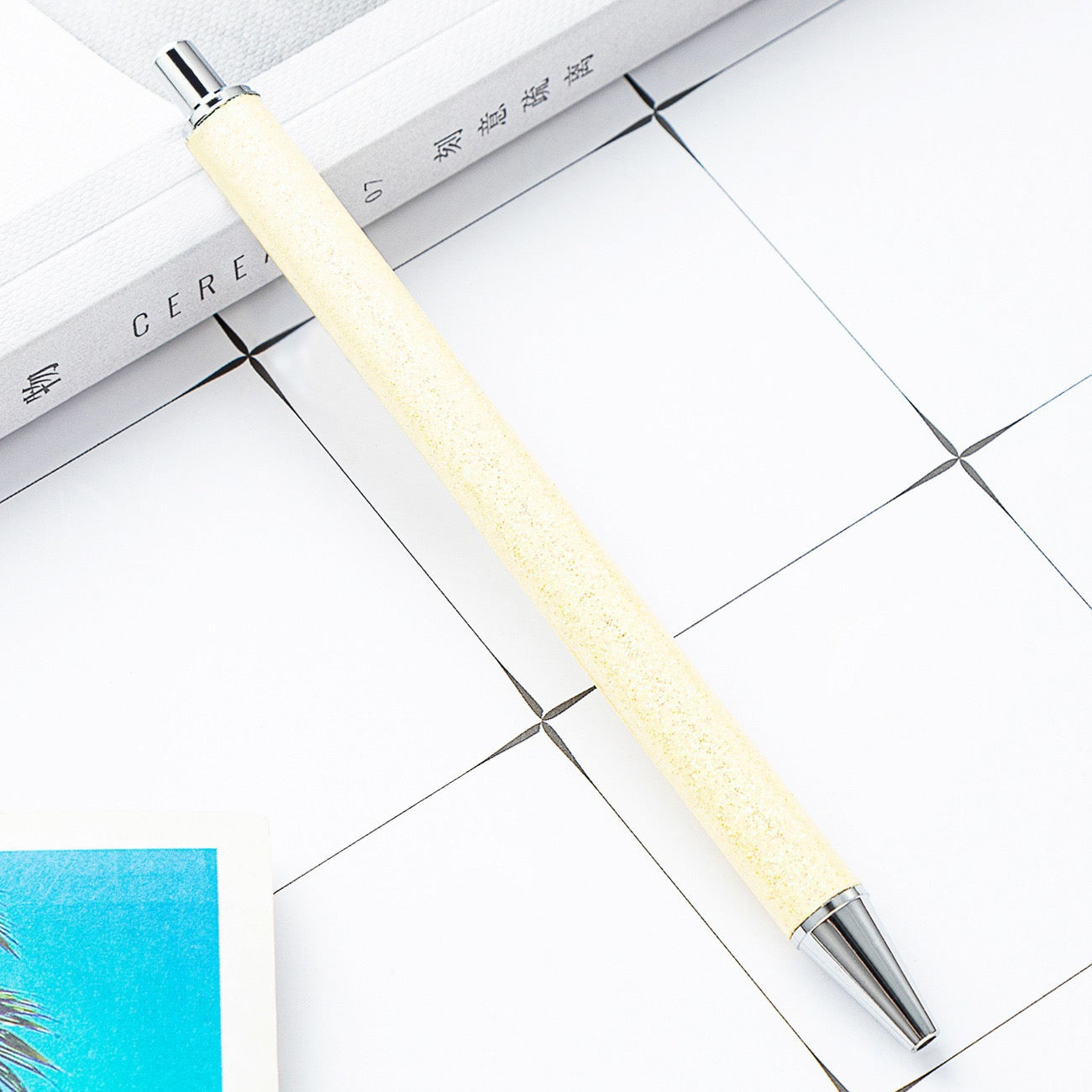 Glitter press-to-release metal ballpoint pen（8PCS）