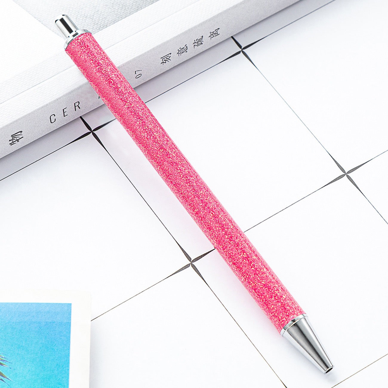 Glitter press-to-release metal ballpoint pen（8PCS）