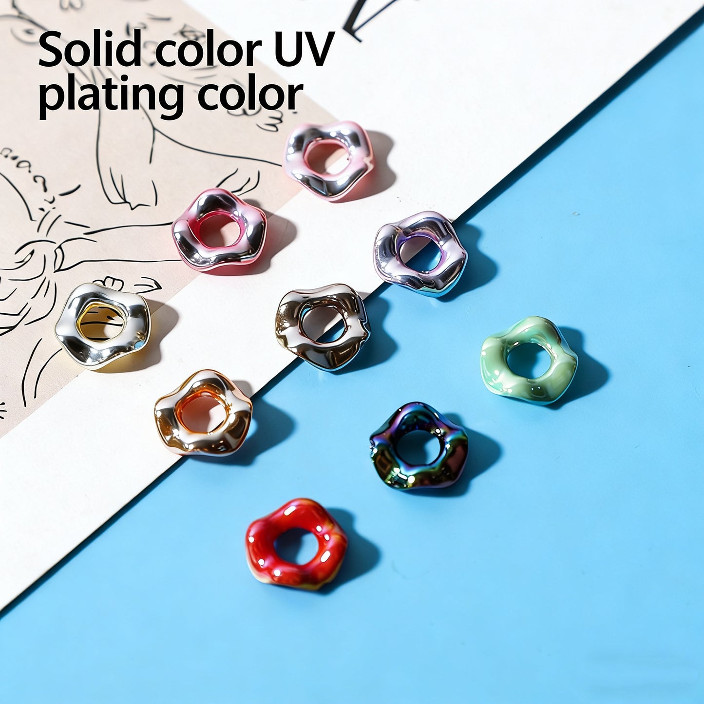 Mix Hexagonal hand-feel paint macaron color series wave spacer（60PCS）