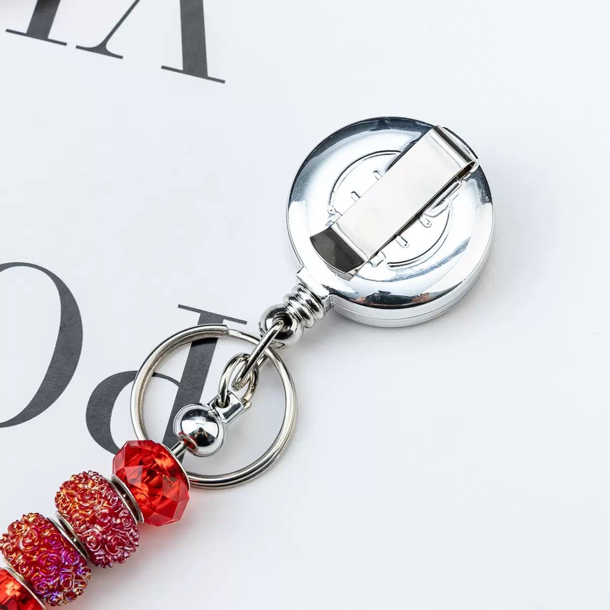 15-Beadable glitter sequin badge reel（6PCS）