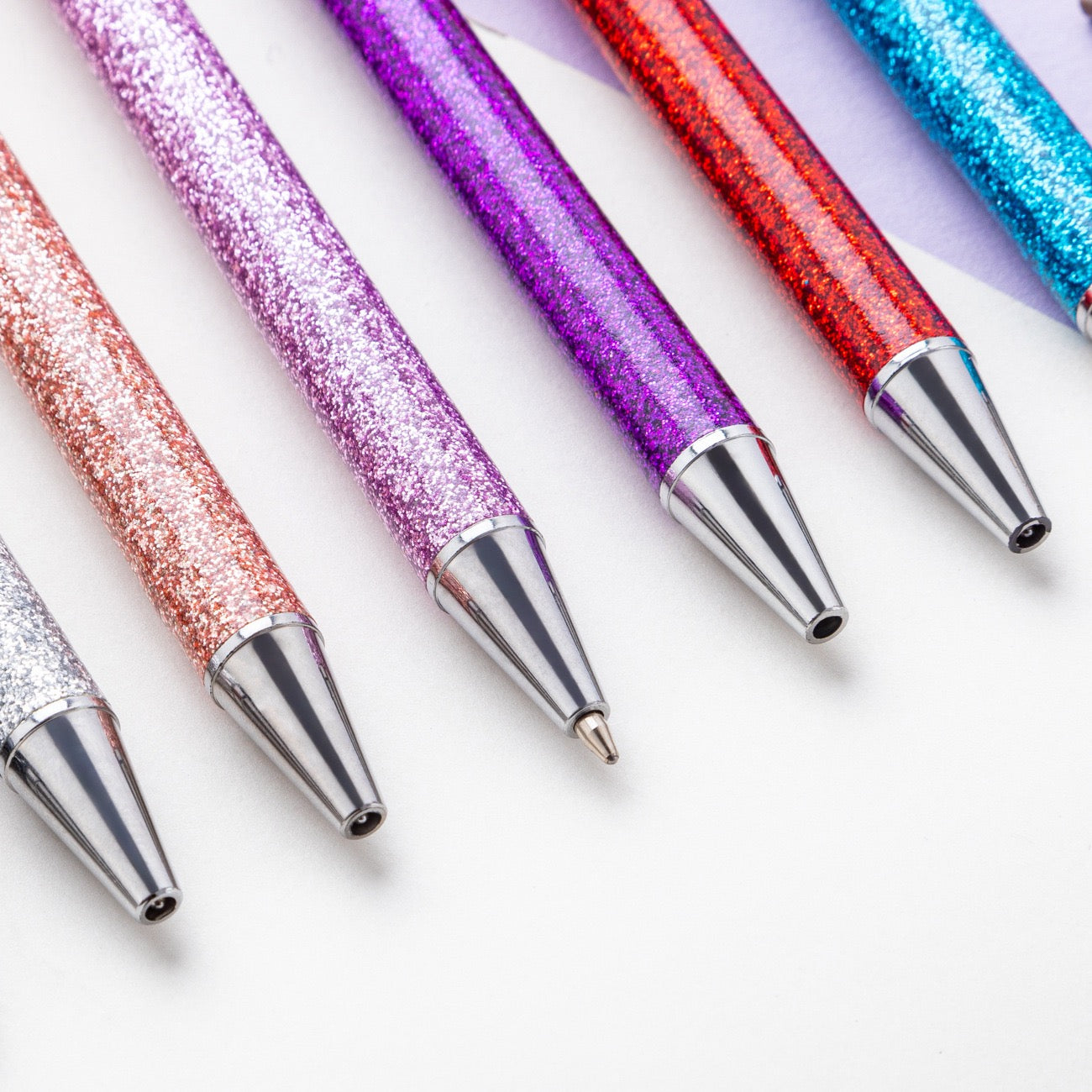 Glitter press-to-release metal ballpoint pen（8PCS）